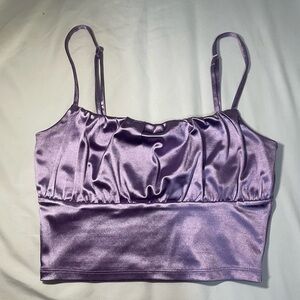 H&M purple satin crop top